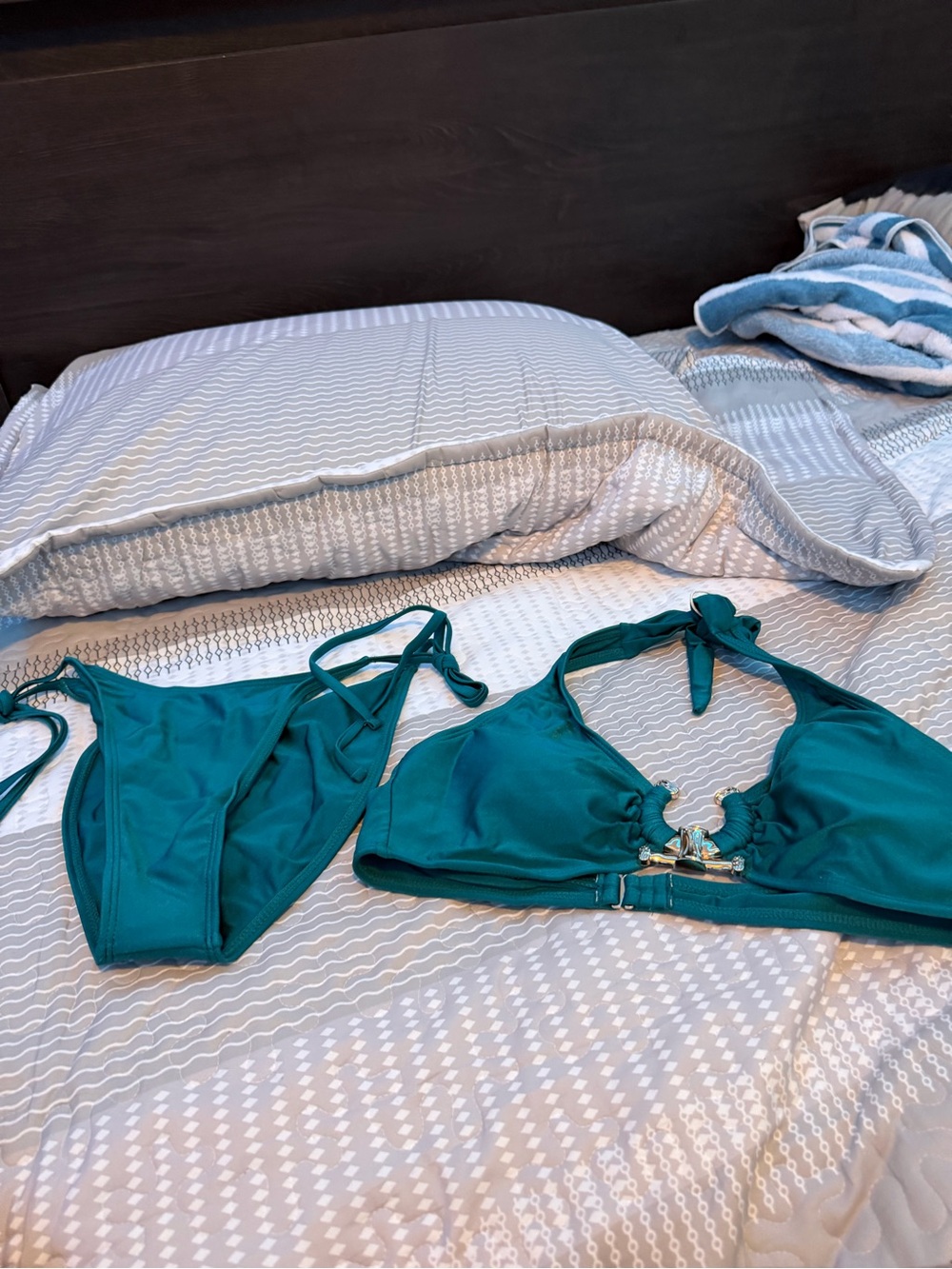 Emerald Green Halter Bikini Set - Women Swim